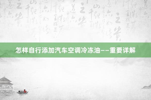 怎样自行添加汽车空调冷冻油——重要详解