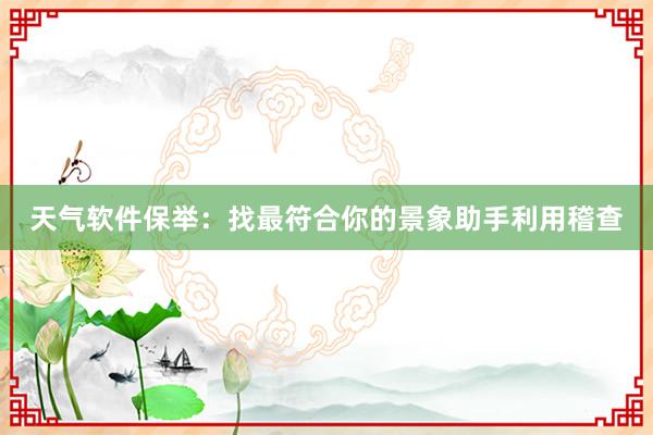 天气软件保举：找最符合你的景象助手利用稽查